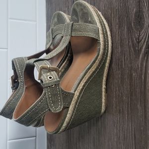 Army green platform heels